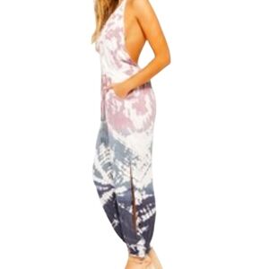 Bohome NWT Pink & Grey Tie-Dye‎ Halter Jumpsuit Romper Size Medium